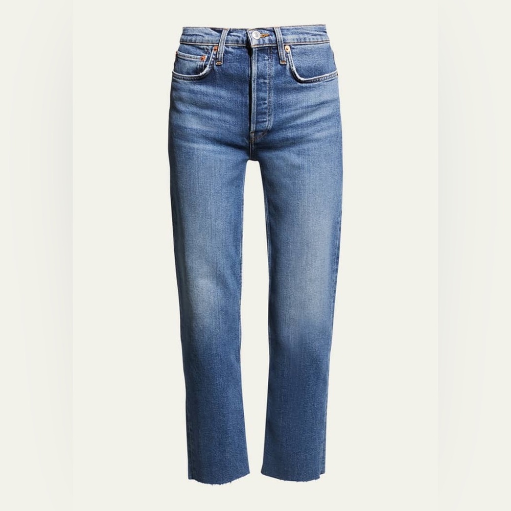 RE/DONE High-Rise Stovepipe Jeans with Raw Hem